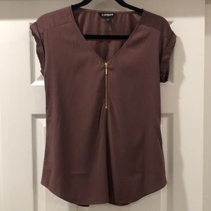 Express Tops - NWOT Express Silky Zip Front Mauve Blouse Express Tops - NWOT Express Silky Zip Front Mauve Blouse